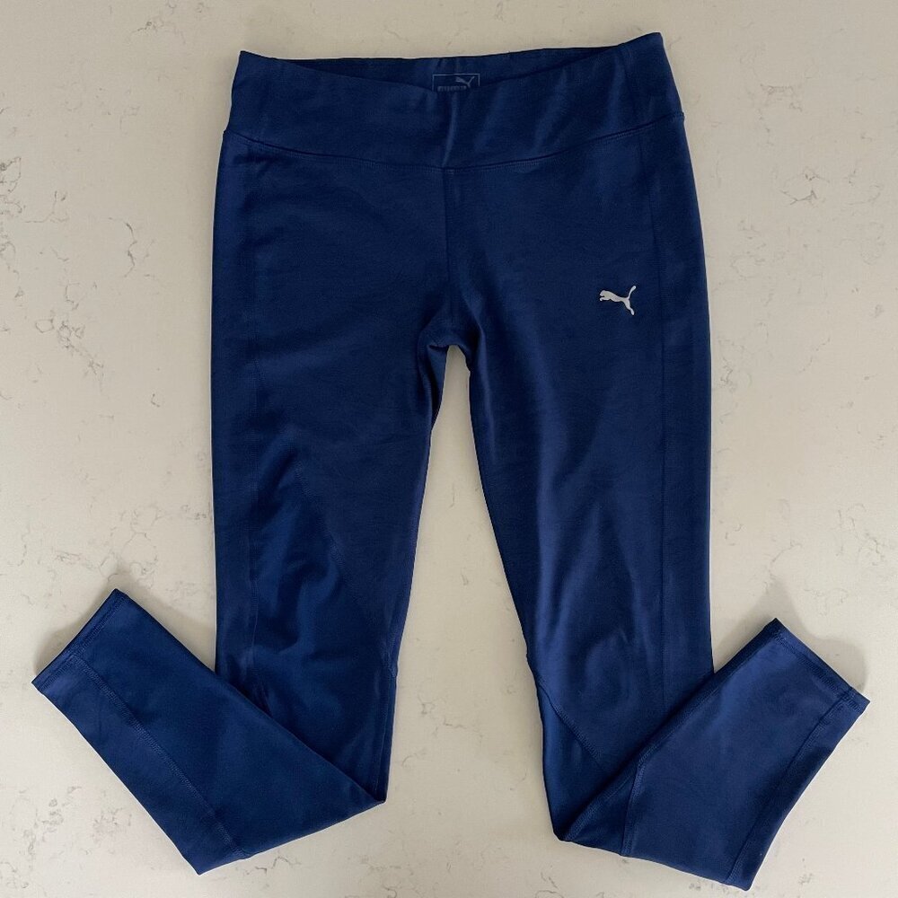 Puma Dry Cell Sleek Mid Rise Solid & Monochromatic Pattern Leggings Blue Sz M/L
